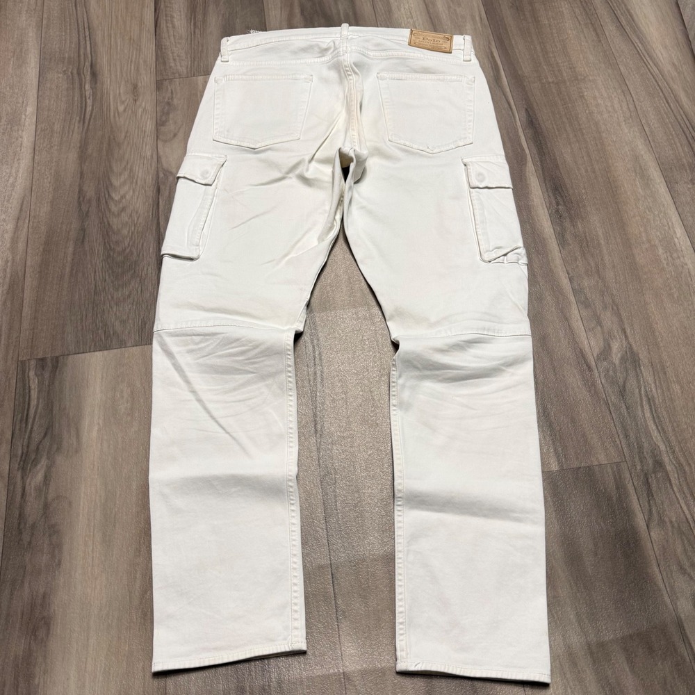 Polo Ralph Lauren White Denim Cargo Pants Mens 34x30 Utility Dungarees RN41381